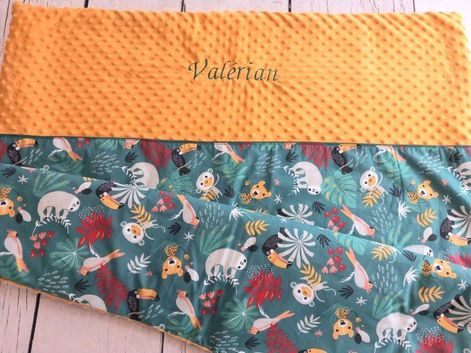 Couverture personnalisée bébé jungle verte