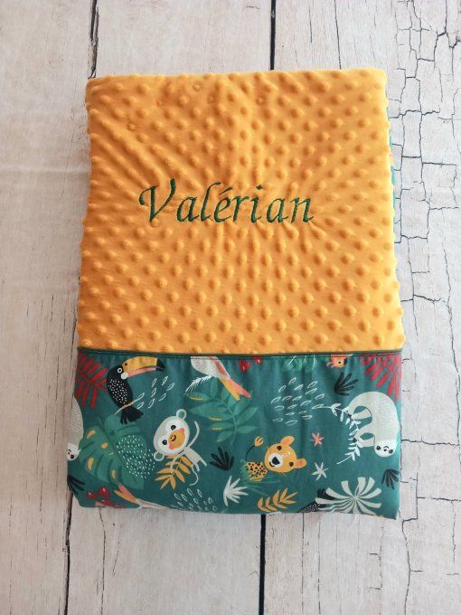 Couverture personnalisée bébé jungle verte