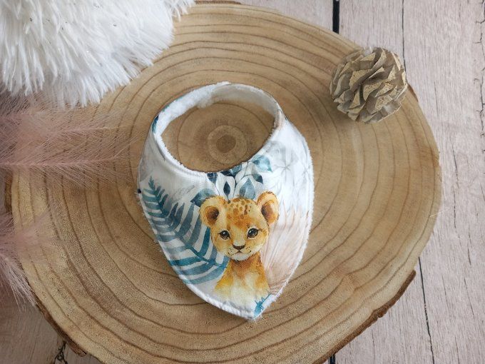 Bavoir bandana animaux bleus (lionceau)