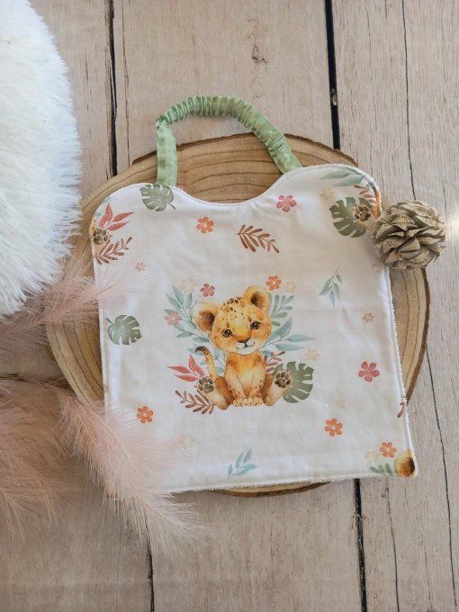 Grand bavoir élastique lion fleur