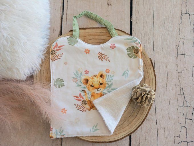 Grand bavoir élastique lion fleur
