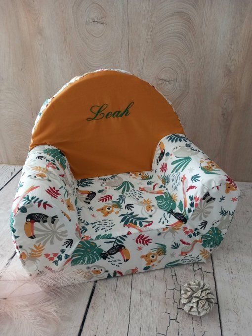 Fauteuil club enfant jungle blanche