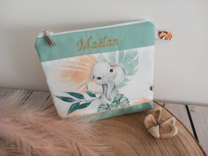 Trousse de toilette animaux verts / vert clair