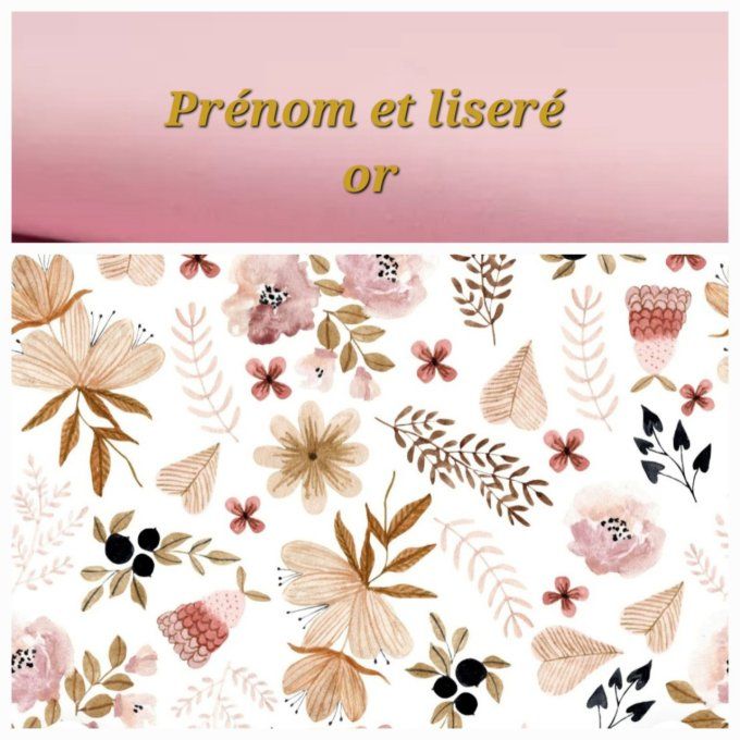 Sac à dos enfant fleurs sauvages / rabat uni rose clair