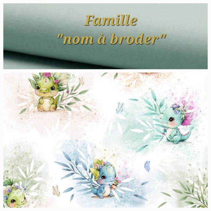 Protège livret de famille dragons / uni vert clair