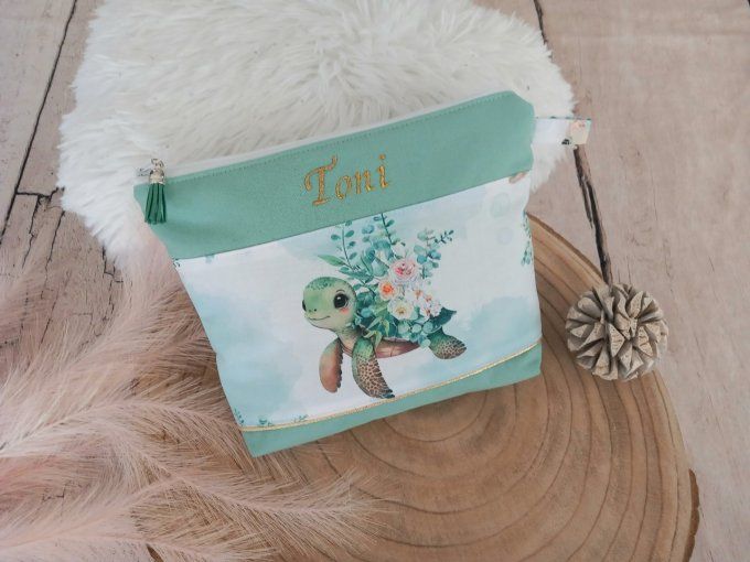 Trousse de toilette tortue / vert clair