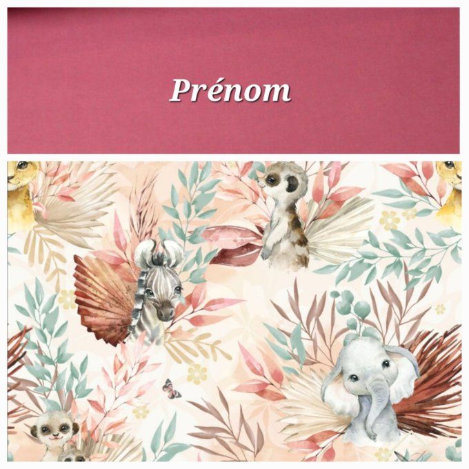 Fauteuil club enfant animaux marrons / uni framboise