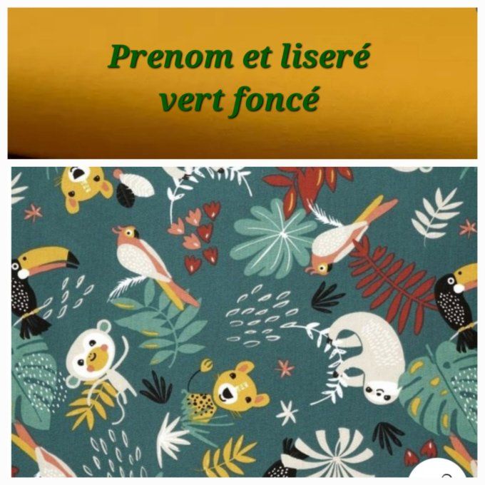 Tote bag enfant jungle verte / uni ocre