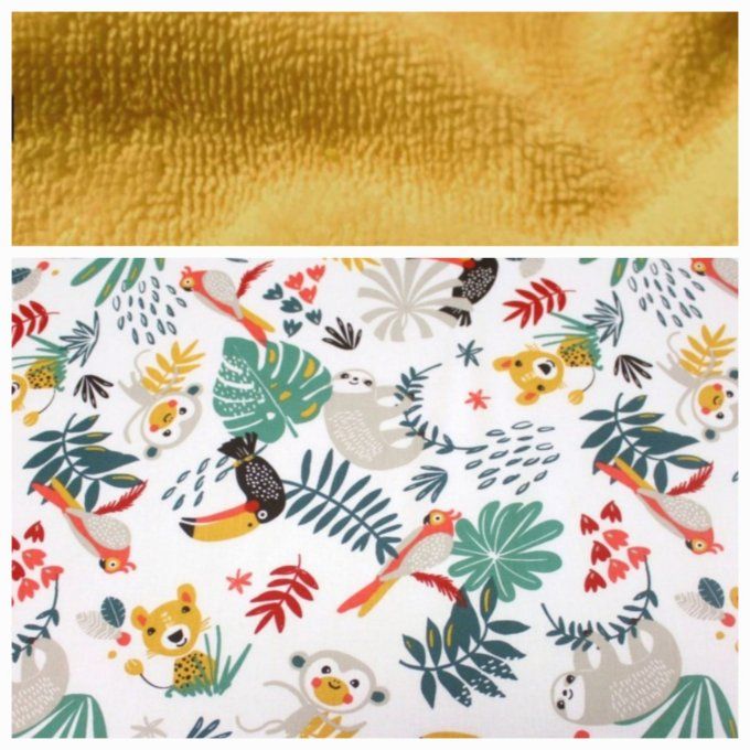 Peignoir jungle blanche / micro-éponge bambou ocre