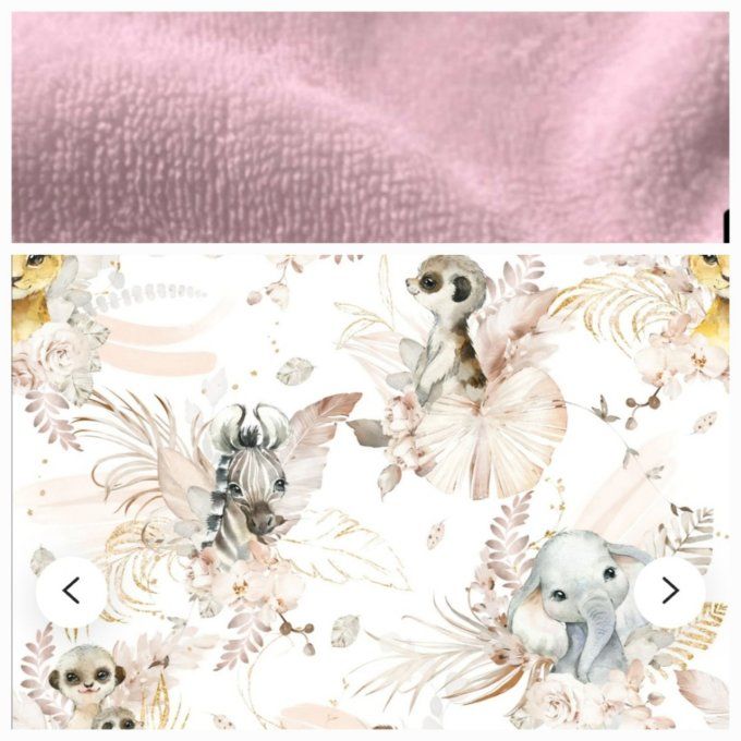 Peignoir animaux beiges / micro-éponge bambou rose