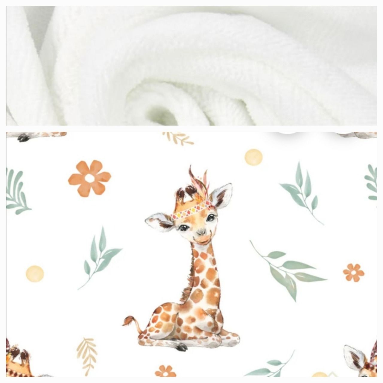 Peignoir girafe / micro-éponge bambou blanc