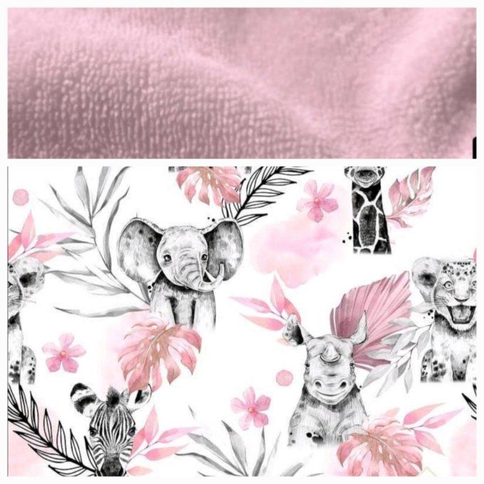 Peignoir savane rose / micro-éponge bambou rose