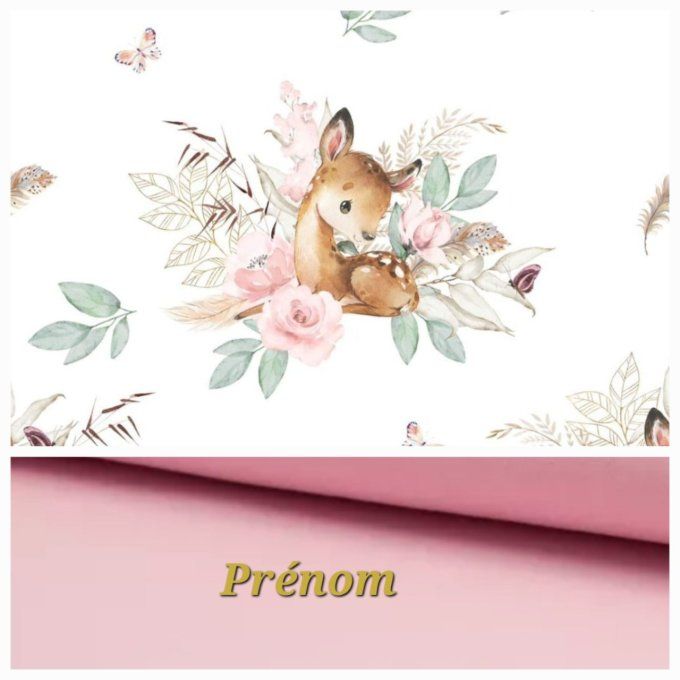 Sac à langer biche boho / tissu uni rose clair