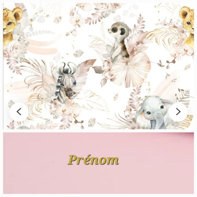 Sac à langer animaux beiges / tissu uni rose clair