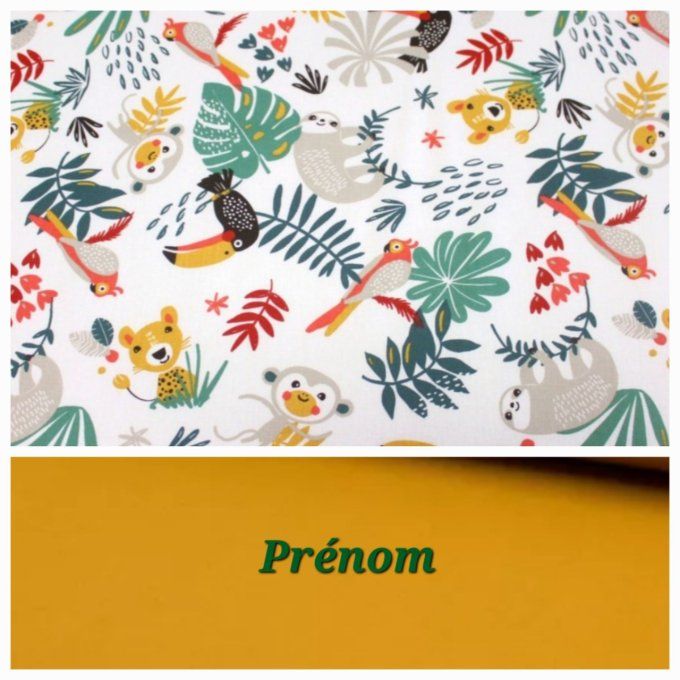 Sac à langer jungle blanche / tissu uni ocre