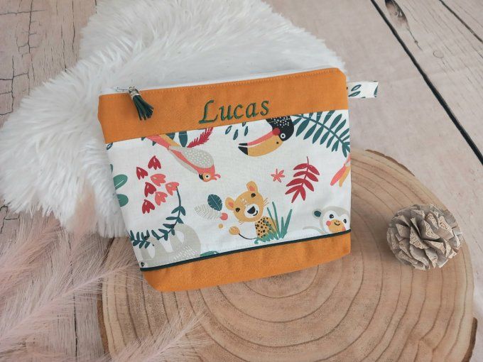 Trousse de toilette jungle blanche / ocre