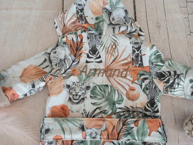 Peignoir savane sable / micro-éponge bambou taupe
