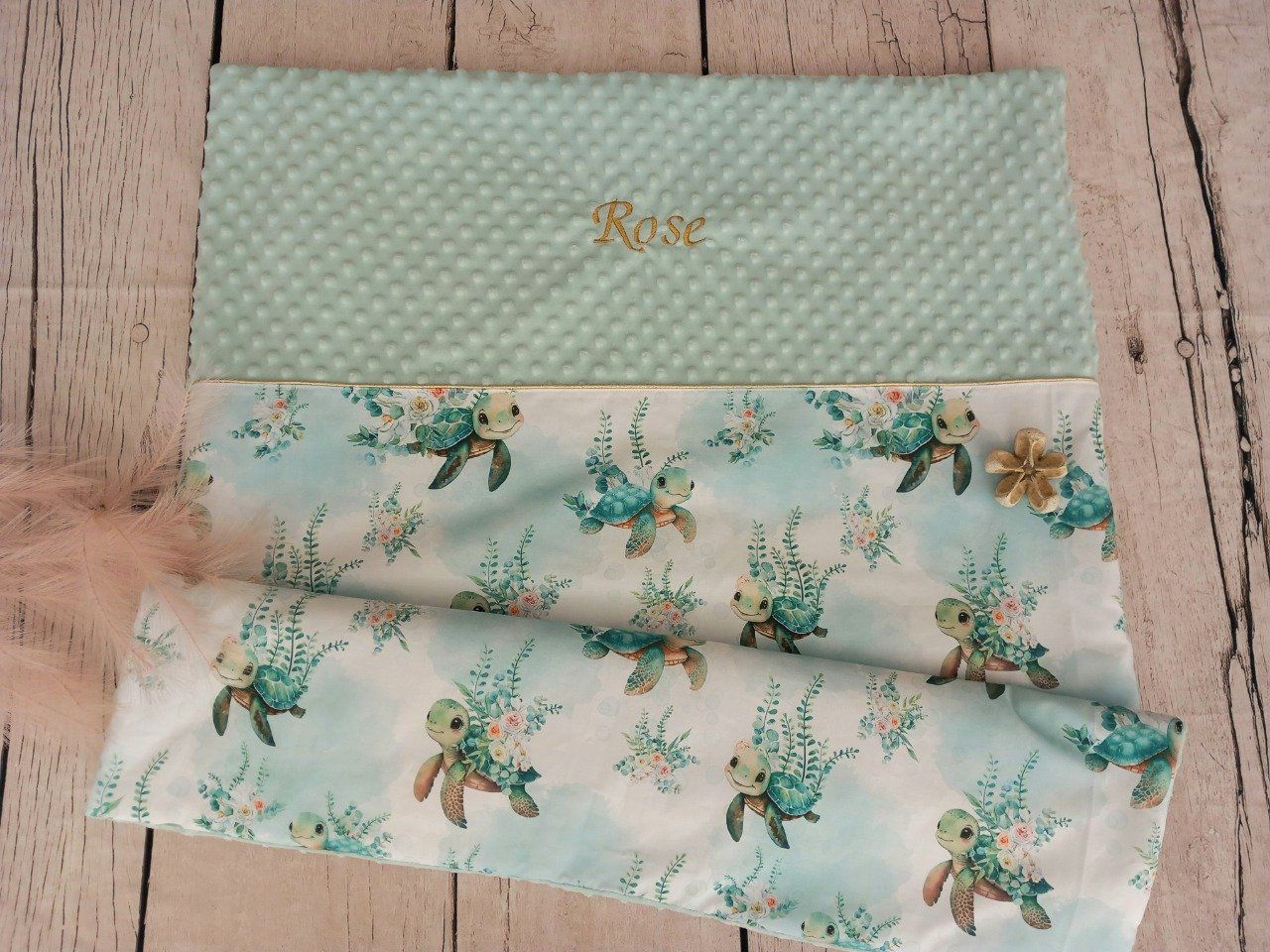 Couverture personnalisée bébé animaux verts - Lefildaurelie