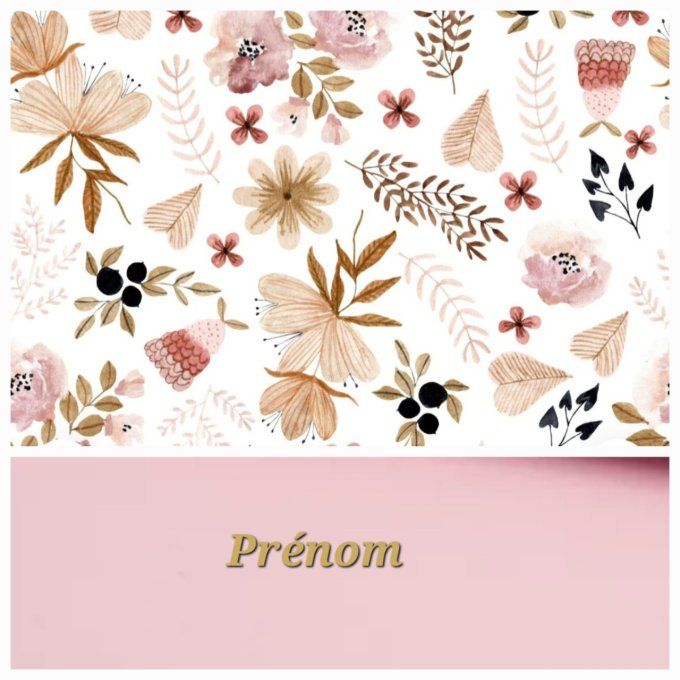 Pochette à livres fleurs sauvages / uni rose clair
