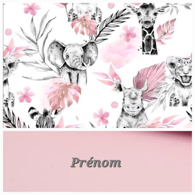 Sac à langer savane rose / tissu uni rose clair