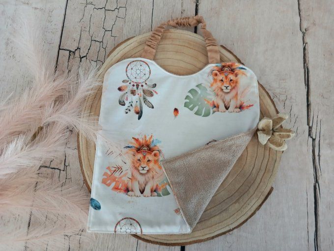 Grand bavoir élastique lion boho