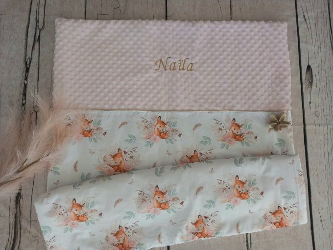 Couverture personnalisée bébé biche boho