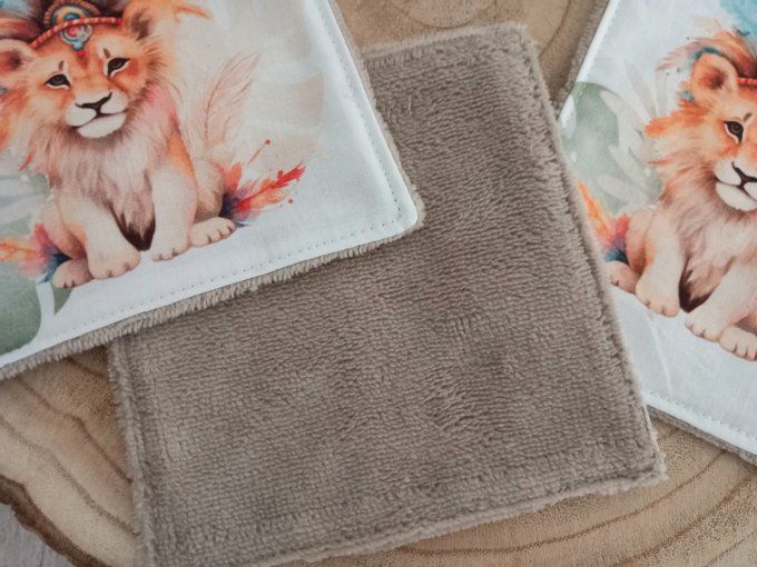 Lingettes 15 x 15 cm lion boho