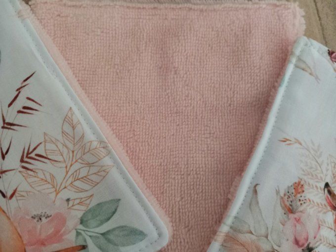 Lingettes 15 x 15 cm biche boho / micro-éponge bambou rose