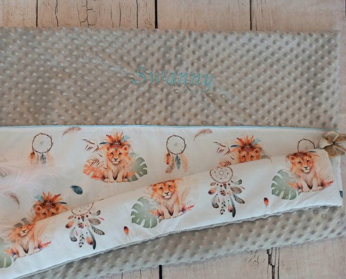 Couverture personnalisée bébé lion boho