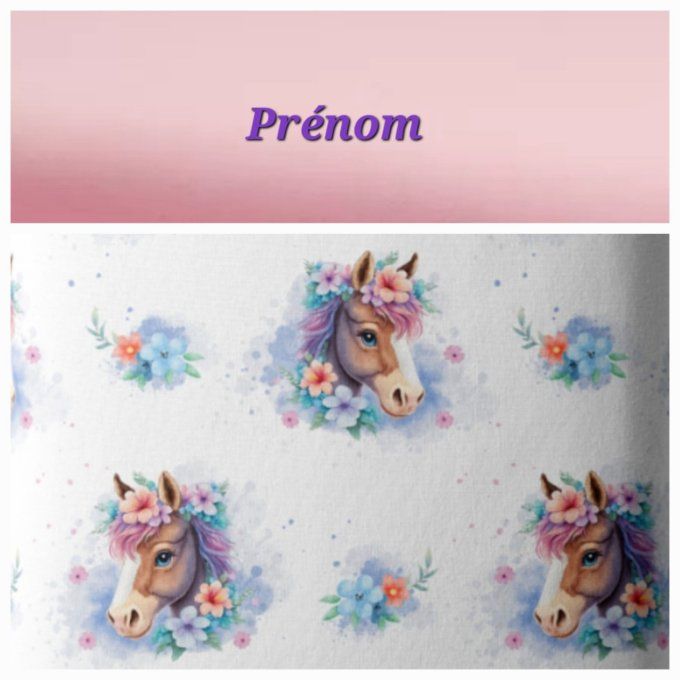 Trousse de toilette cheval / uni rose clair