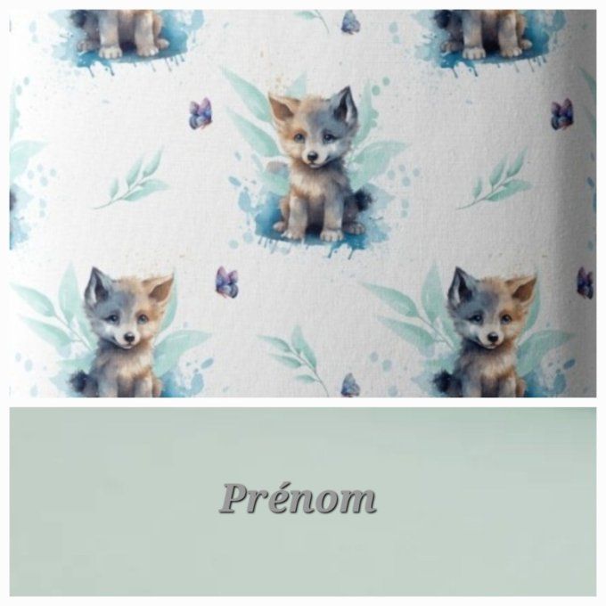 Sac à langer loup / tissu uni vert clair