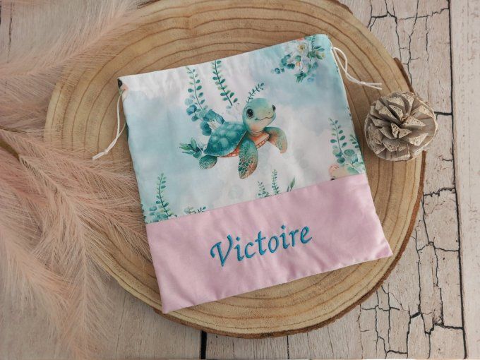 Pochon tortue / uni rose clair