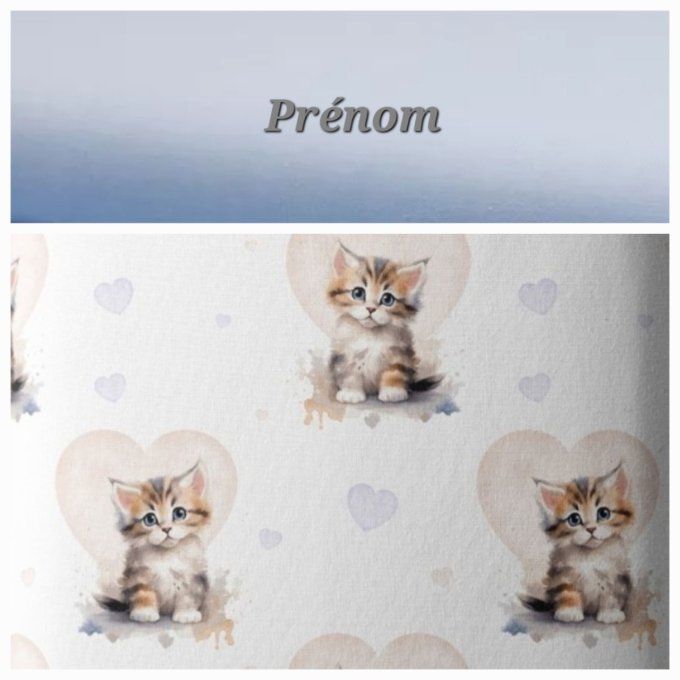 Fauteuil club enfant chat / uni bleu clair