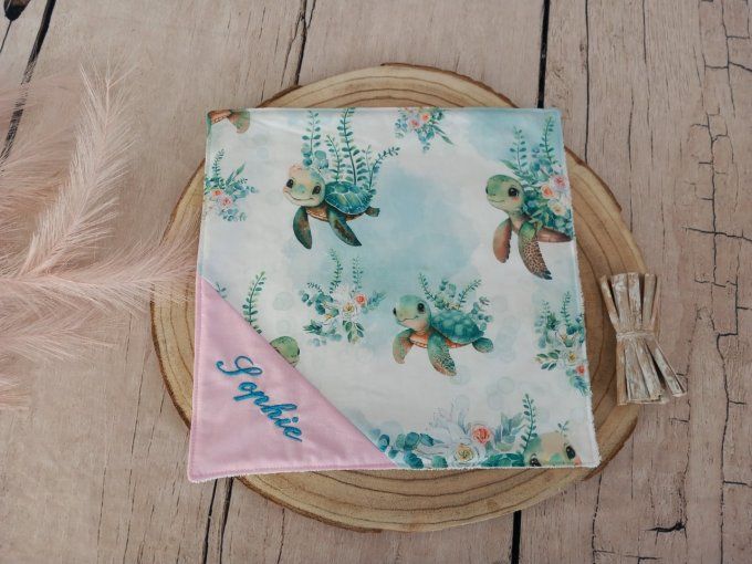 Serviette de table 30 x 30 cm tortue / uni rose clair