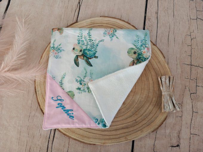 Serviette de table 30 x 30 cm tortue / uni rose clair