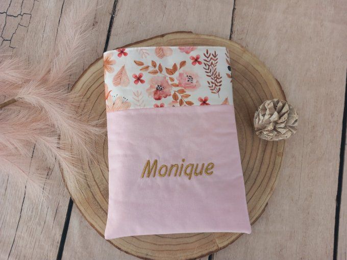 Pochette à livres fleurs sauvages / uni rose clair