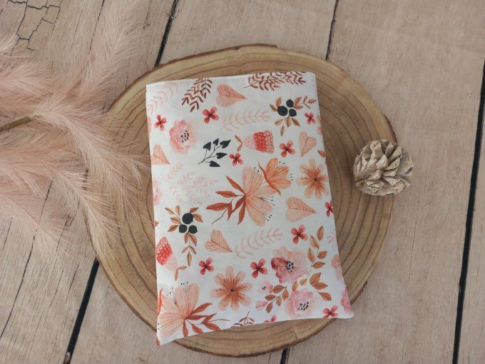 Pochette à livres fleurs sauvages / uni rose clair