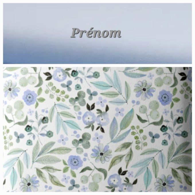 Fauteuil club enfant fleurs bleues / uni bleu clair