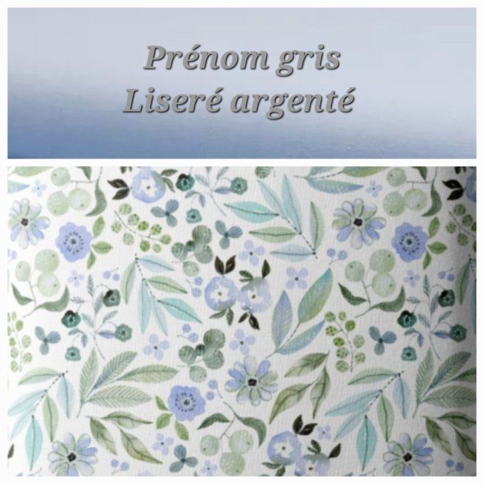 Sac à dos enfant fleurs bleues / rabat uni bleu clair