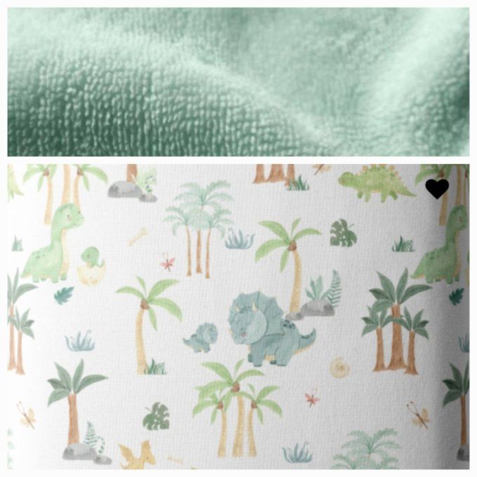 Peignoir dino vert / micro-éponge bambou verte