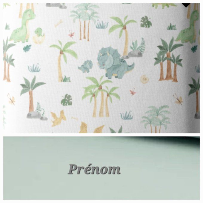 Sac à langer dino vert / tissu uni vert clair