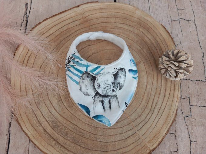 Bavoir bandana savane bleue (éléphant)