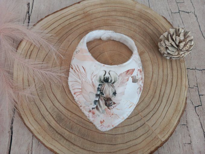 Bavoir bandana animaux beiges (zèbre)