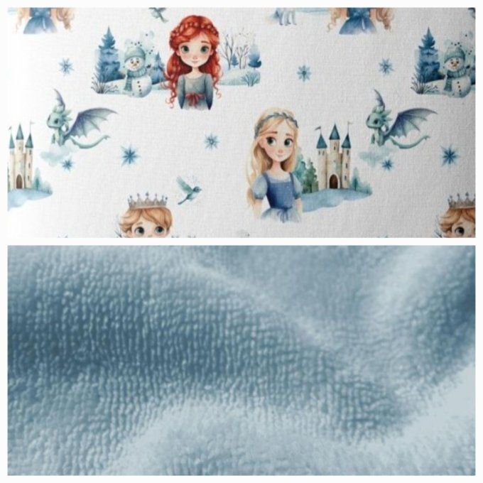 Peignoir princesses / micro-éponge bambou bleue
