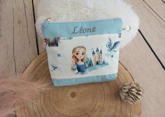 Trousse de toilette princesses / uni bleu clair