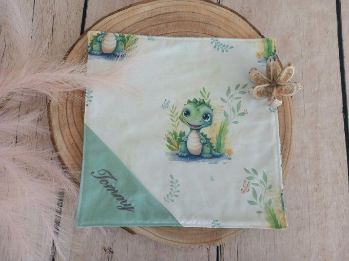 Serviette de table 30 x 30 cm crocodile / uni vert clair