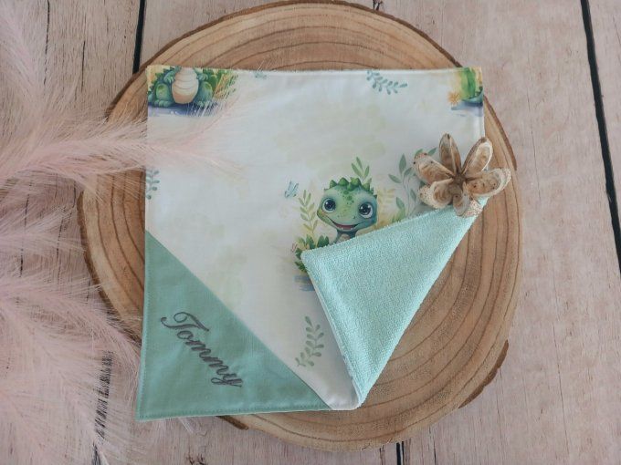 Serviette de table 30 x 30 cm crocodile / uni vert clair