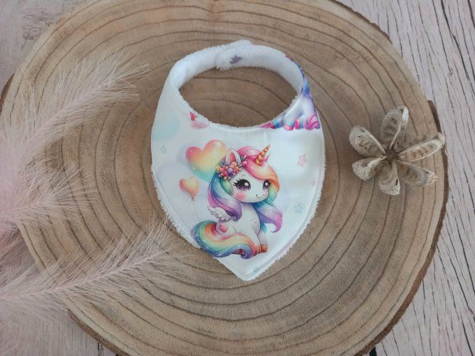 Bavoir bandana licorne