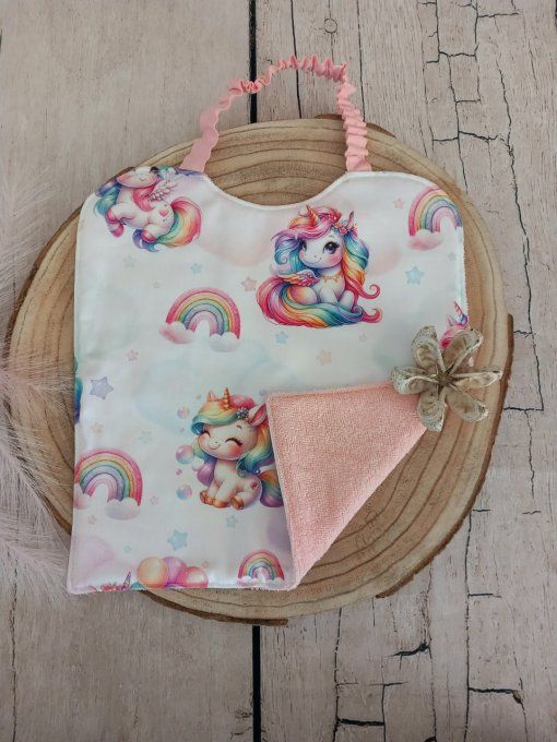 Grand bavoir élastique licorne