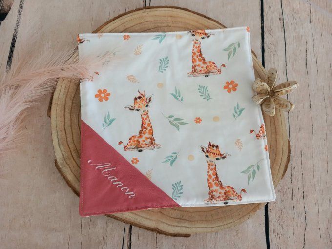 Serviette de table 30 x 30 cm girafe / uni marsala